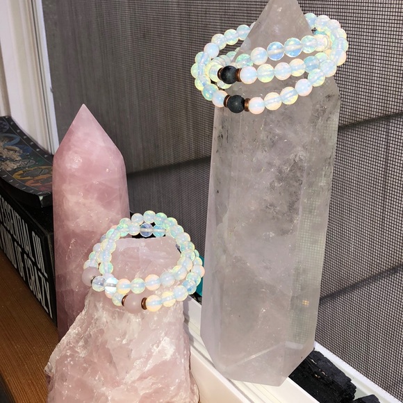 Opal Crystal Bracelets W/ Rose & Shungite Crystal - Picture 9 of 14